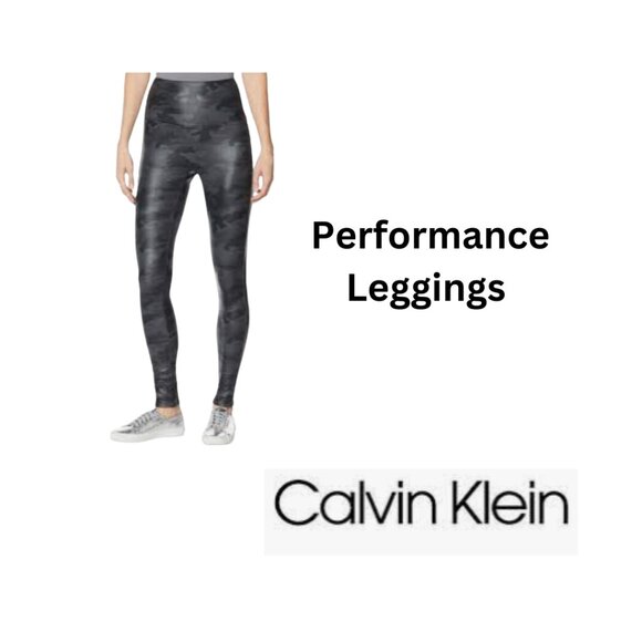 XL Calvin Klein Performance: Faux Leather Camo Leggings - Picture 1 of 5